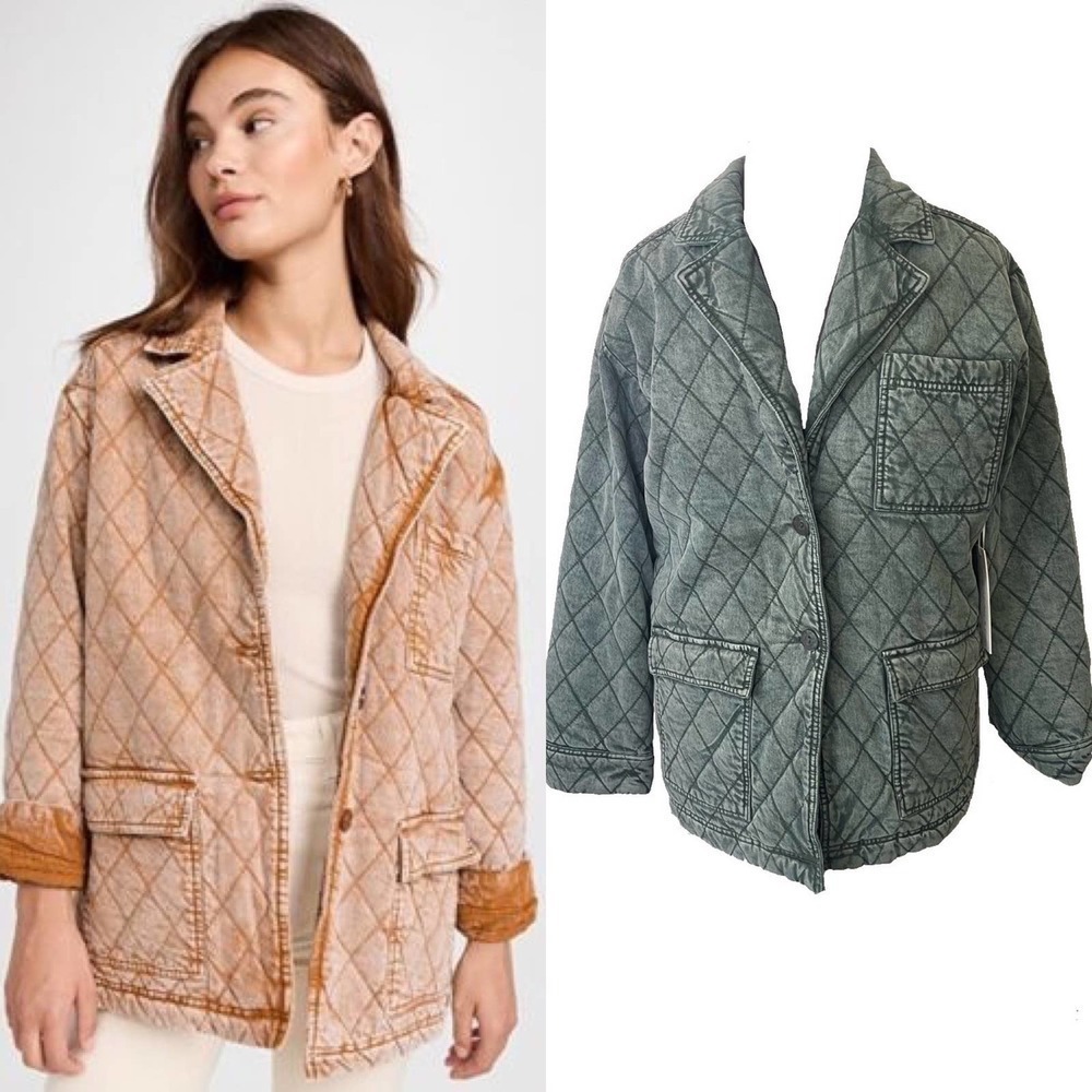 NWT Young Fabulous & Broke Walker Denim Quilted Oversized Jacket • Size M 🗣
